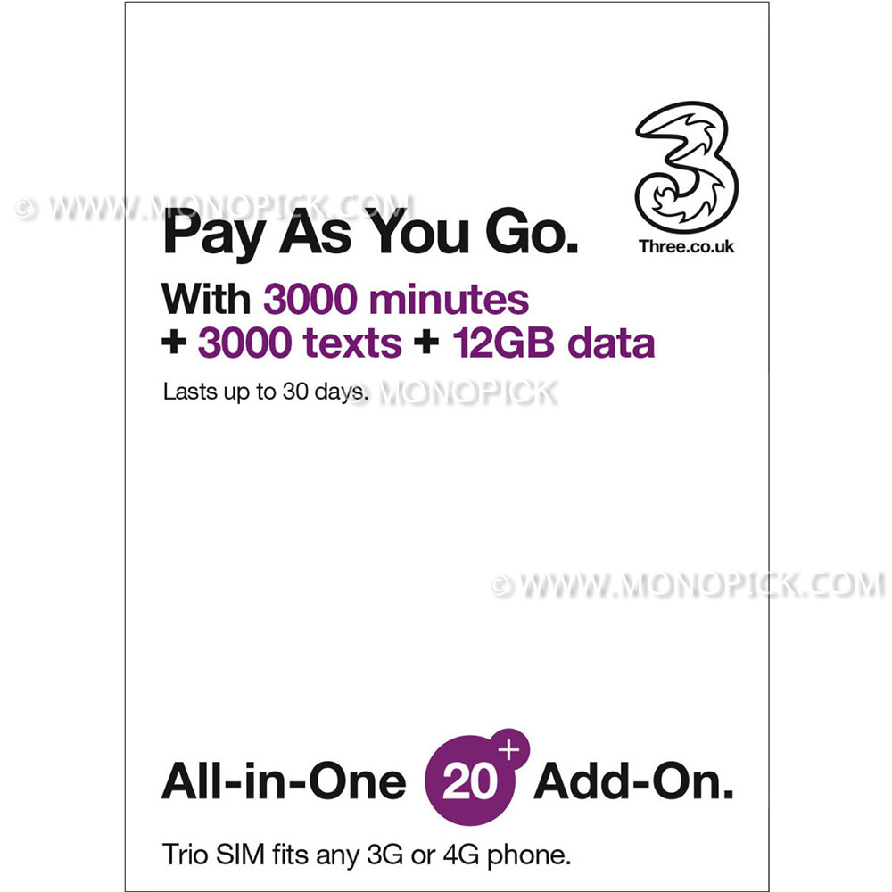 three pay as you go top up deals